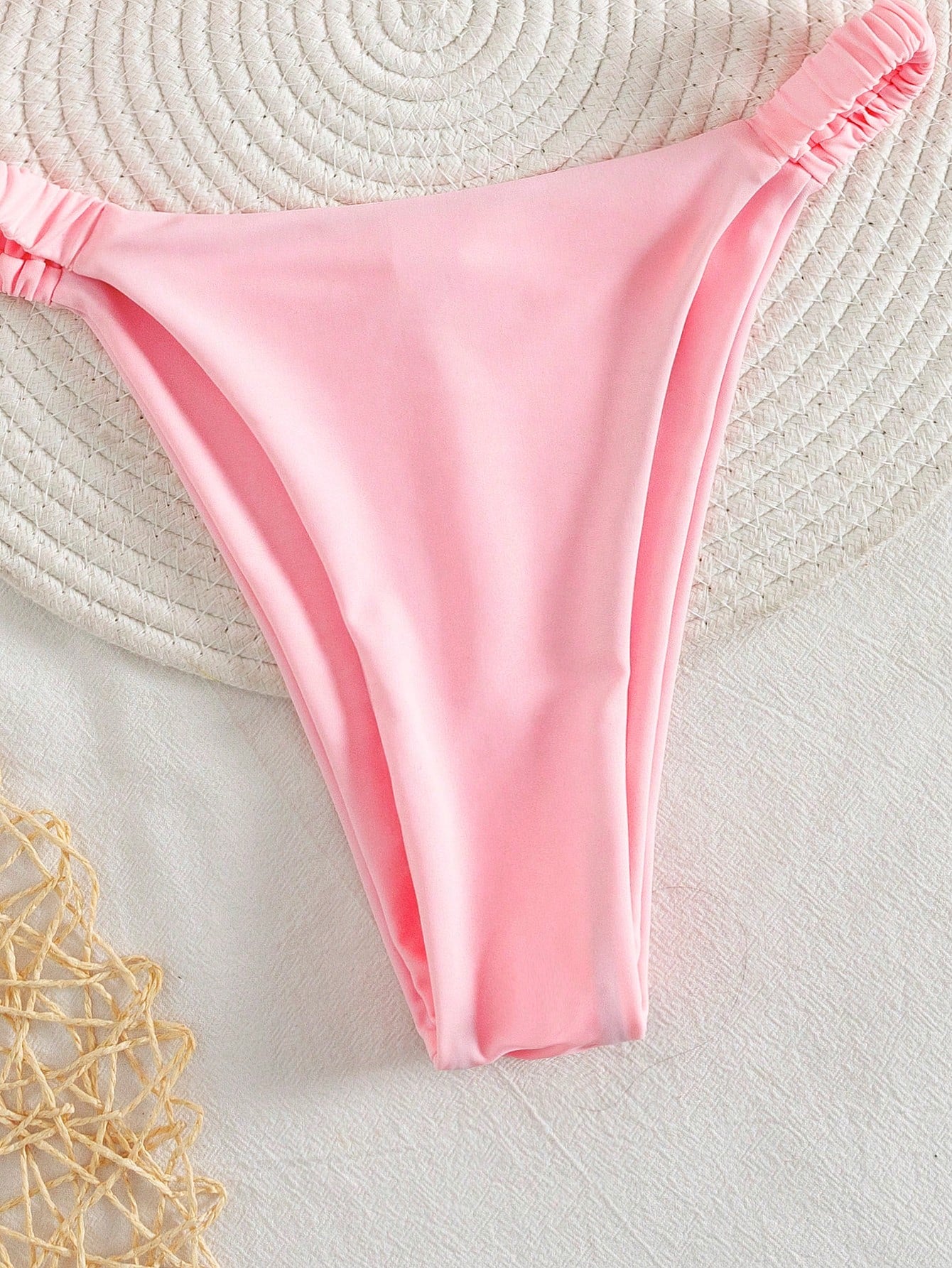 PEPPERMOLLY New Solid Color Soft Padded Thick Strap Ruched Sexy