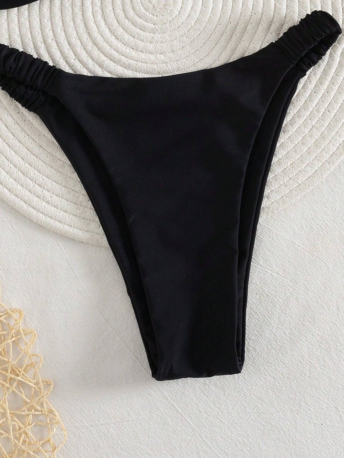 PEPPERMOLLY New Solid Color Soft Padded Thick Strap Ruched Sexy