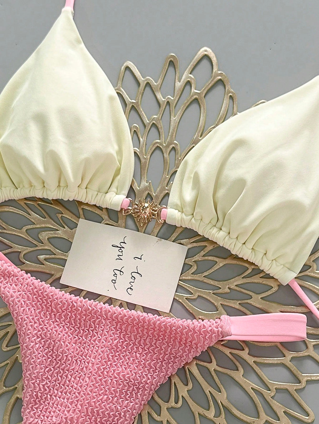 2pcs Casual Elegant Sexy Bohemian Floral Tie-Up Braided Bikini