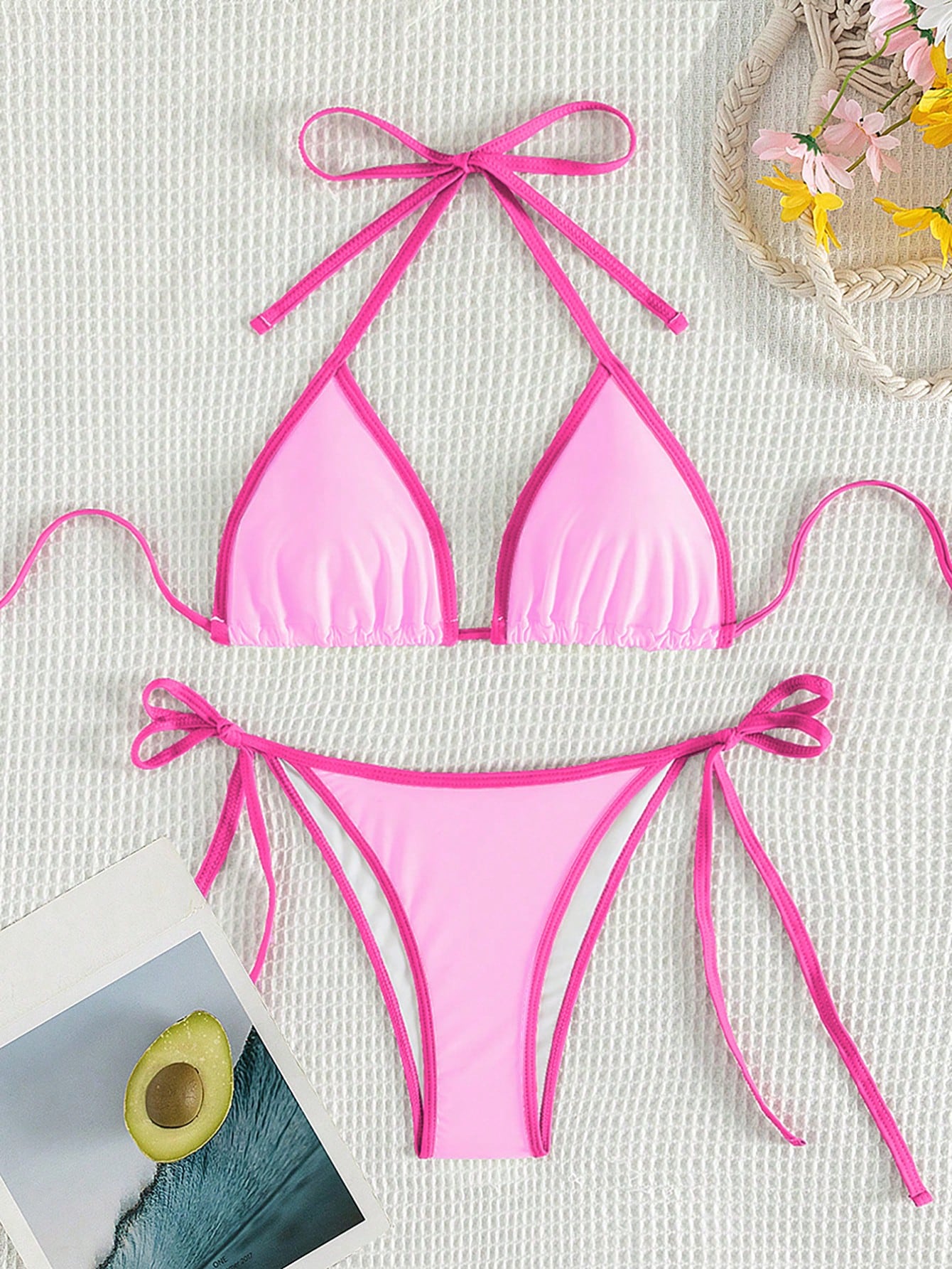 Swim Vcay Ladies Sexy Colorblock Halter Neck Tie Bikini Set For Vacation,Summer Beach - image 9