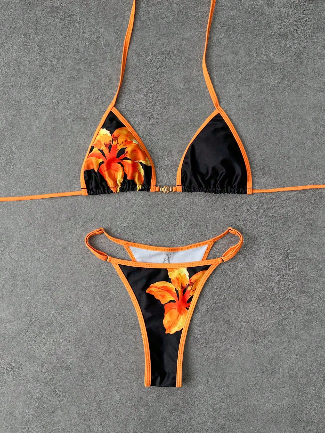 Women's Fashionable Sexy Spaghetti Strap Swimwear Set, Plaid Print Bikini, Elega