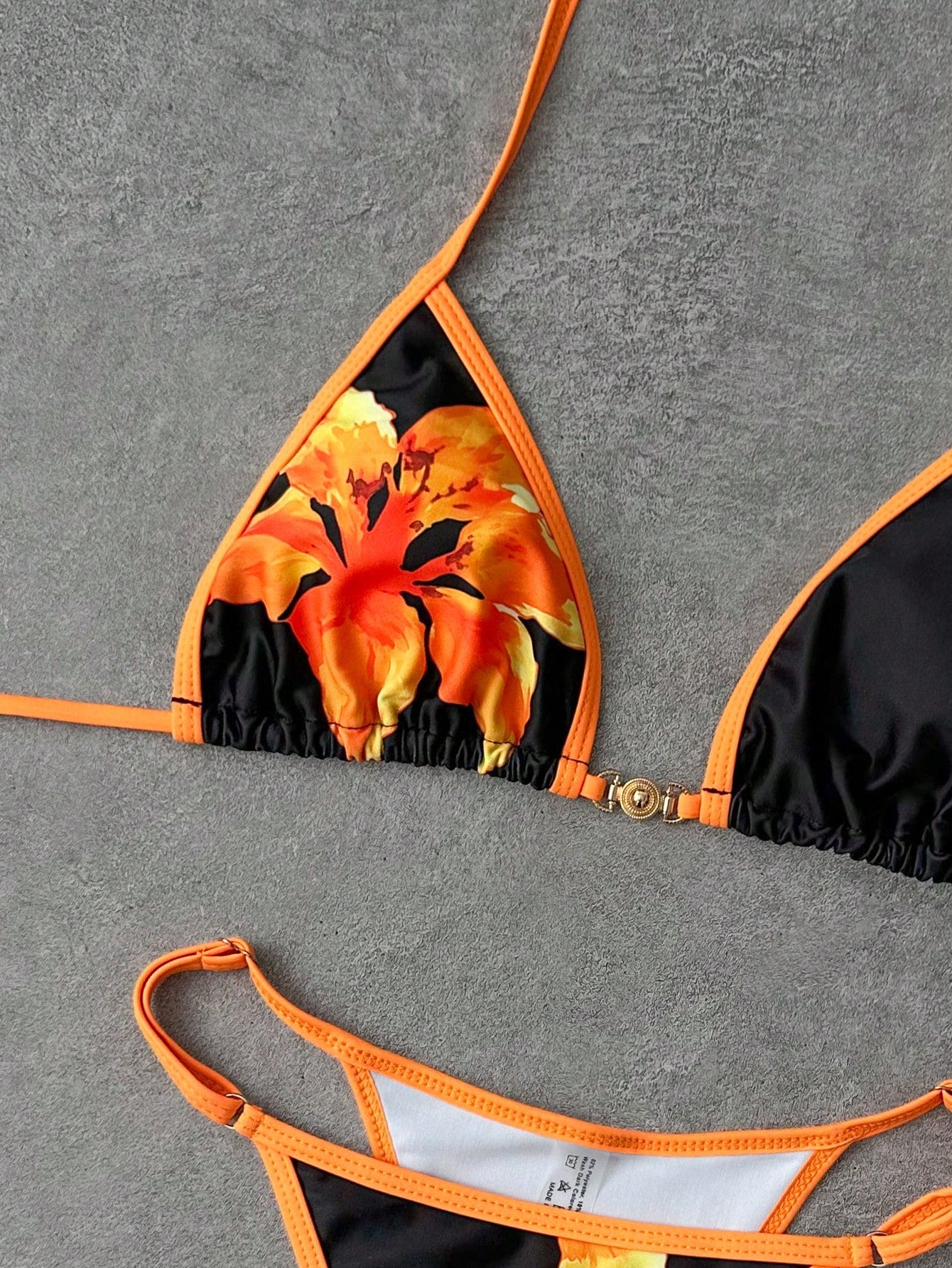 Women's Fashionable Sexy Spaghetti Strap Swimwear Set, Plaid Print Bikini, Elega