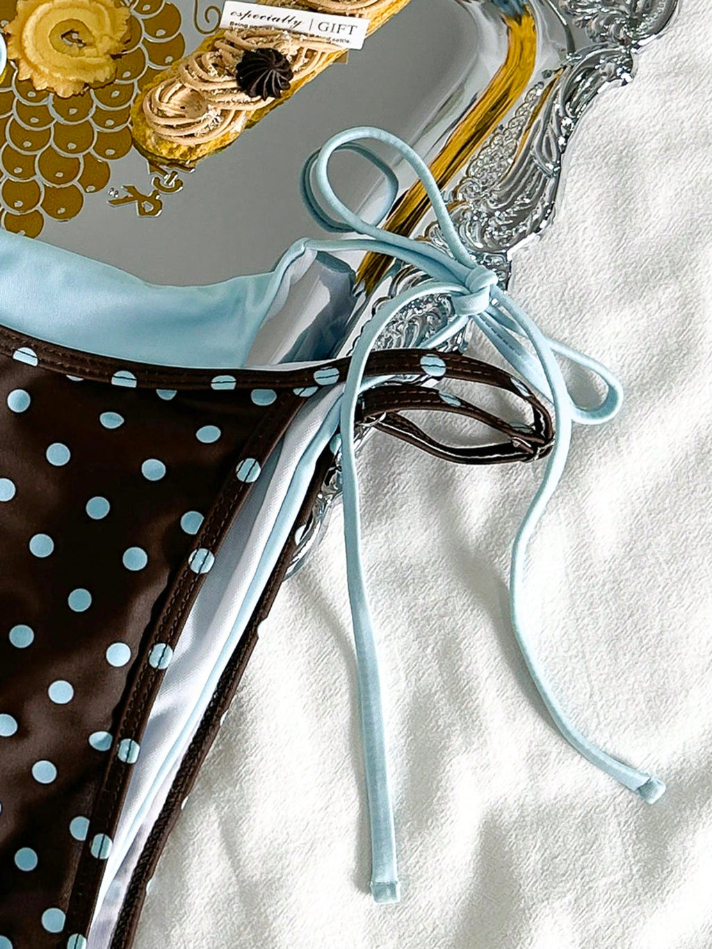 Women's Retro Polka Dot & Striped Bikini Swimwear, Casual Fashionable