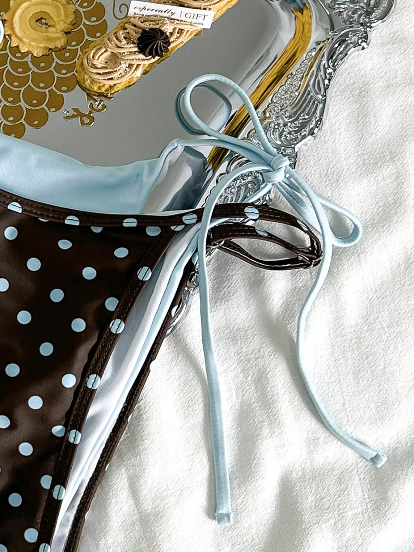Women's Retro Polka Dot & Striped Bikini Swimwear, Casual Fashionable