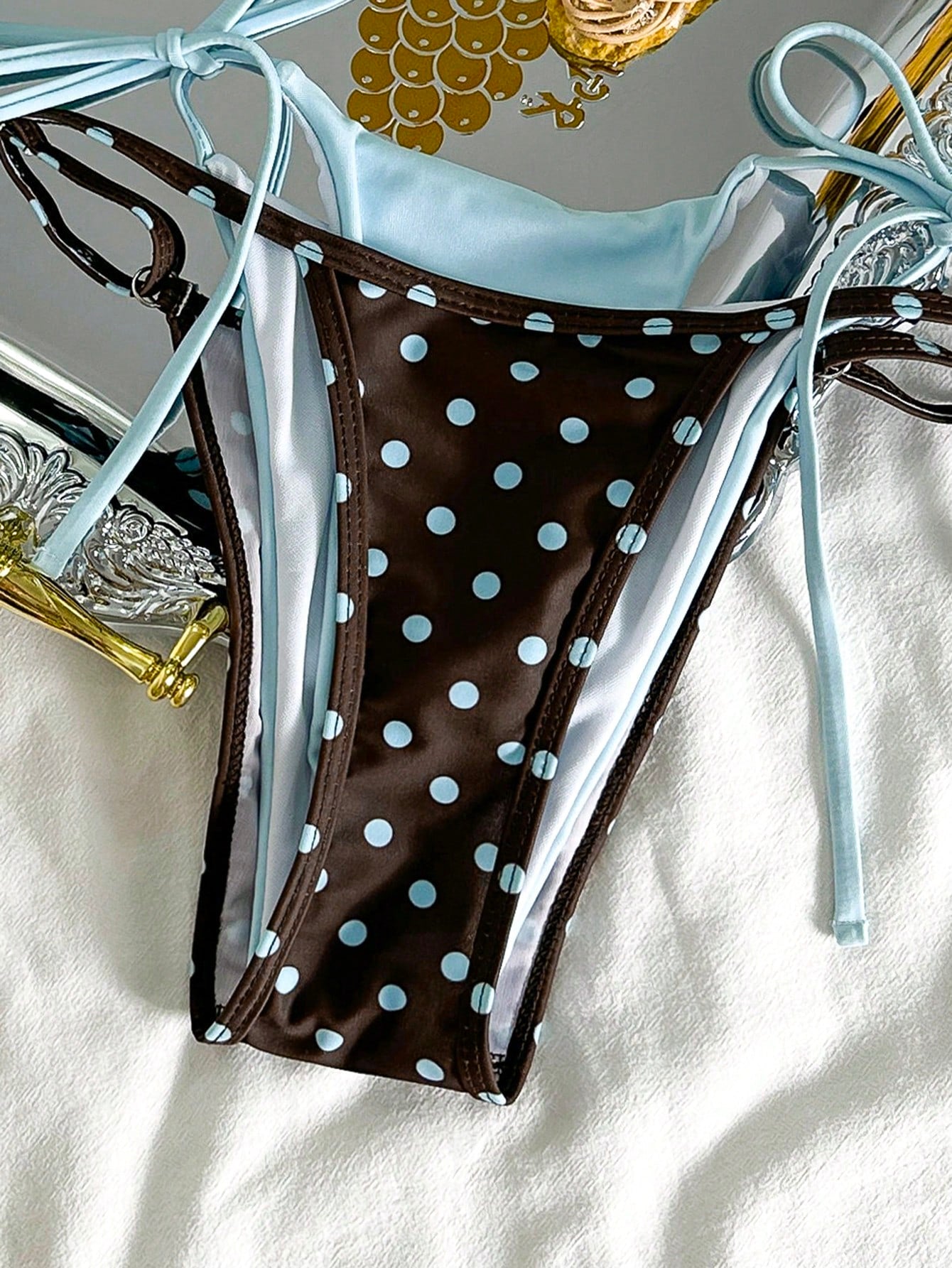Women's Retro Polka Dot & Striped Bikini Swimwear, Casual Fashionable
