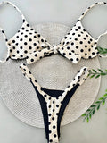 Women's Polka Dot Print Spaghetti Strap Bikini Set, Suitable For Christmas, New Year And Other Important