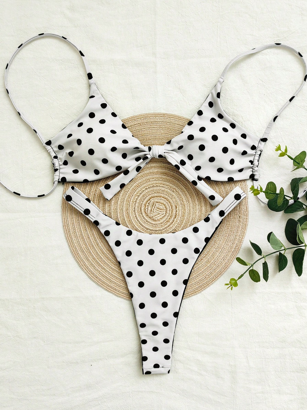 Women's Polka Dot Print Spaghetti Strap Bikini Set, Suitable For Christmas, New Year And Other Important - image 4