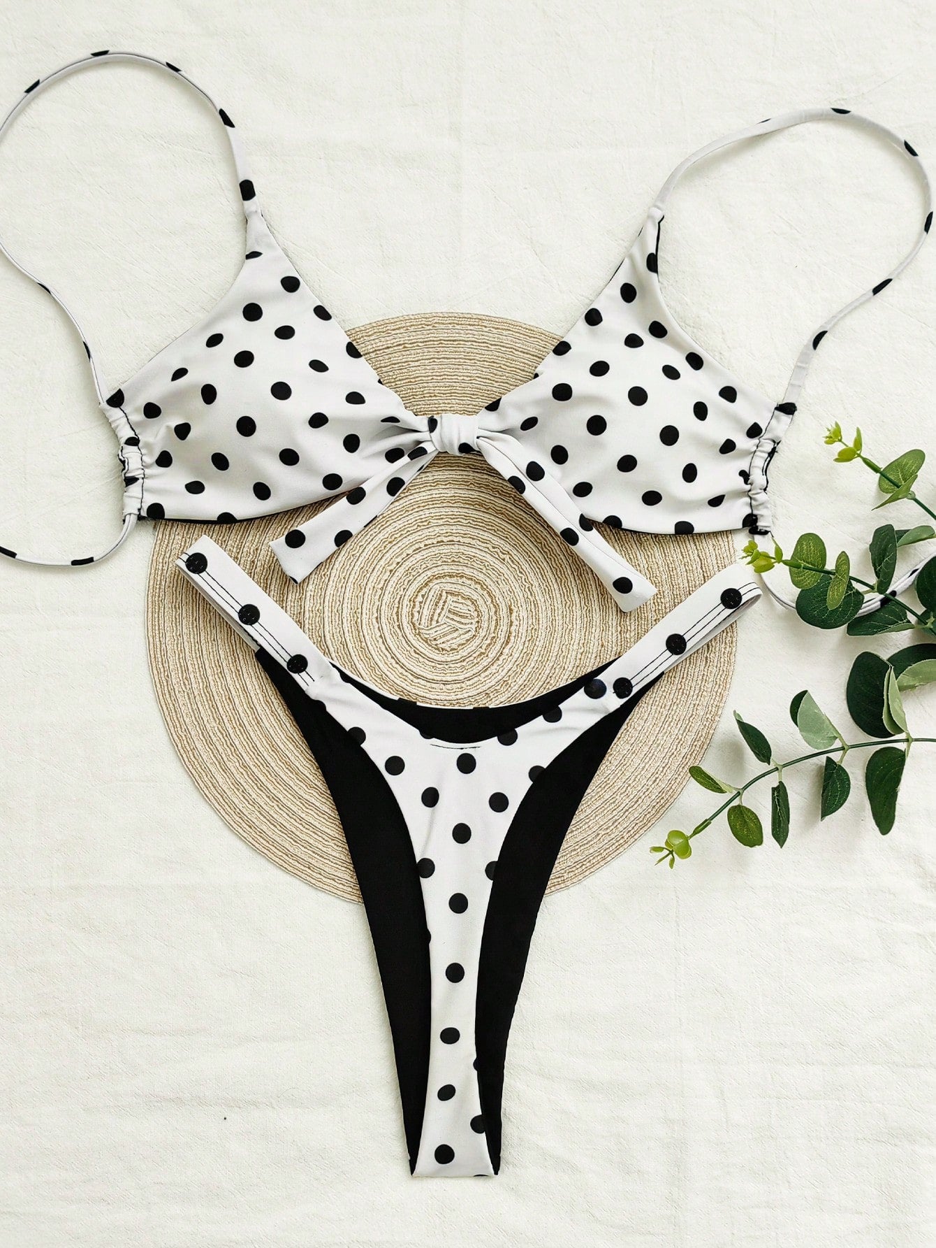 Women's Polka Dot Print Spaghetti Strap Bikini Set, Suitable For Christmas, New Year And Other Important - image 2