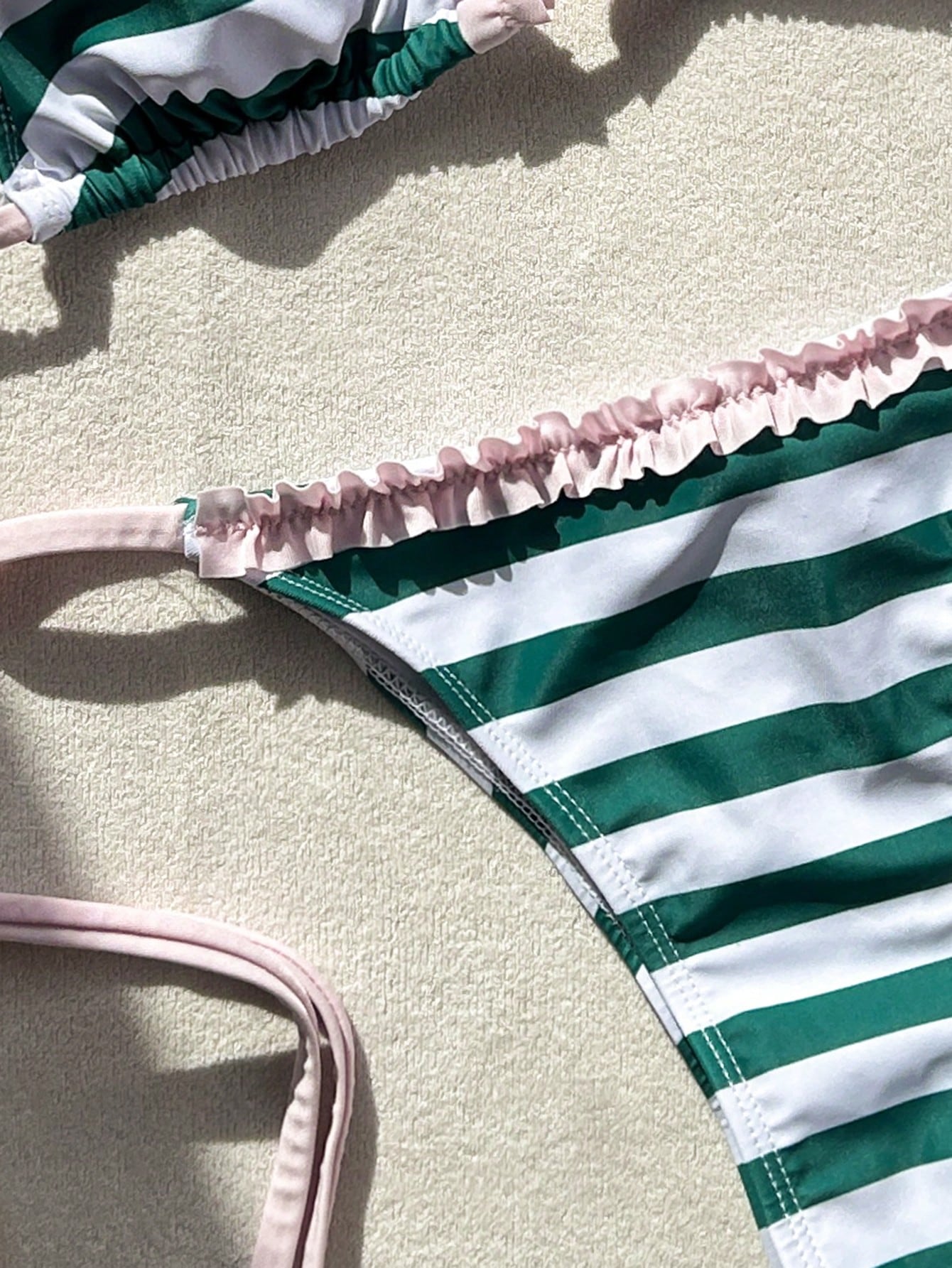 Women's Two Pieces Striped Bikini Bathing Suit With Halter Neck,