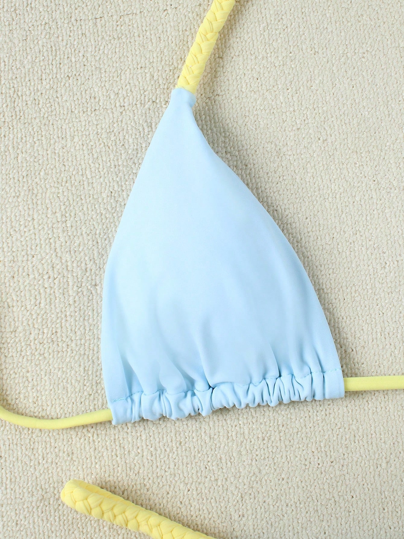 Ladies' 2026 Spring Summer Light Blue Yellow Contrast Braided Strap Two Pieces Bikini Swimwear - image 4