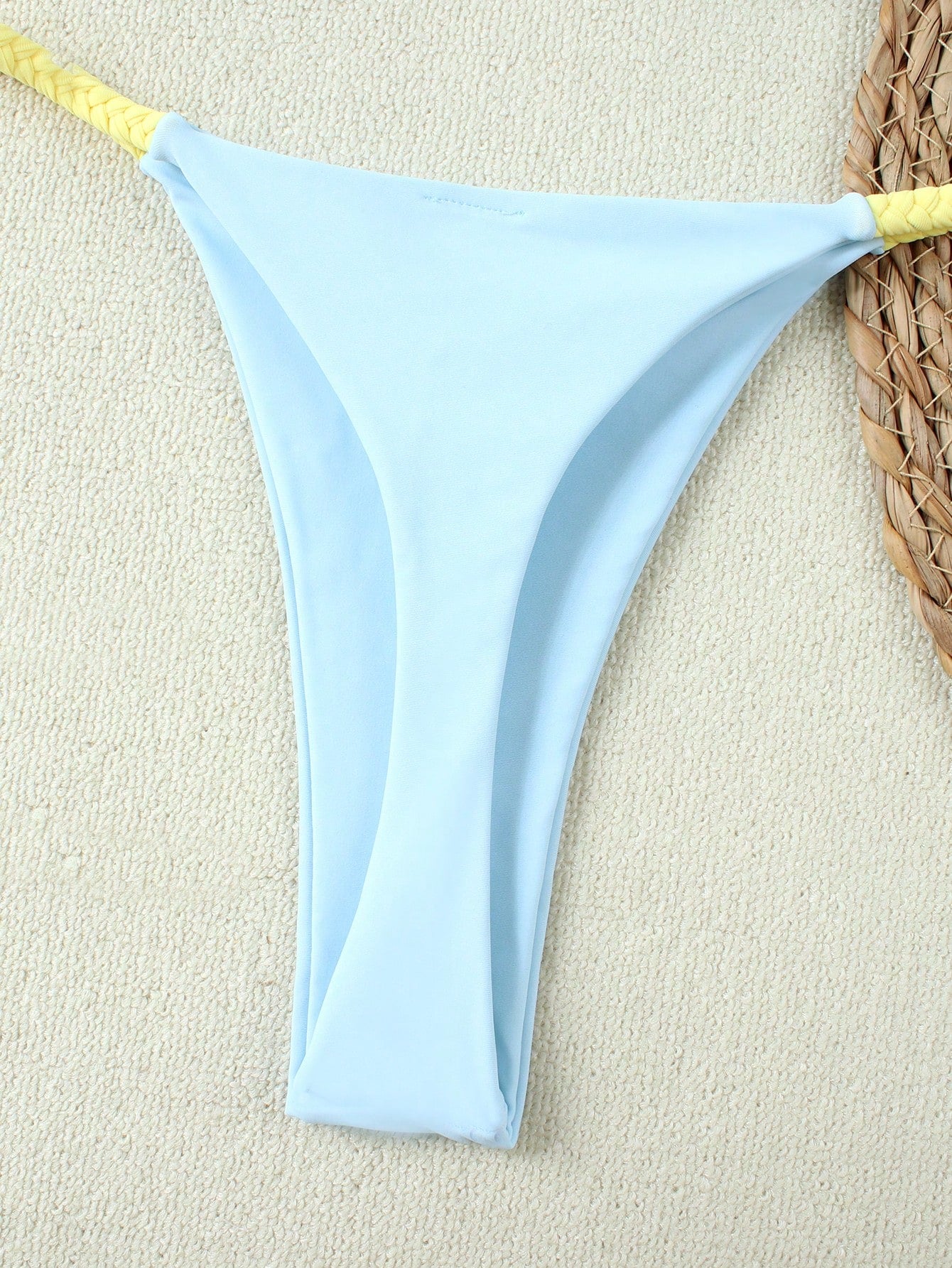 Ladies' 2026 Spring Summer Light Blue Yellow Contrast Braided Strap