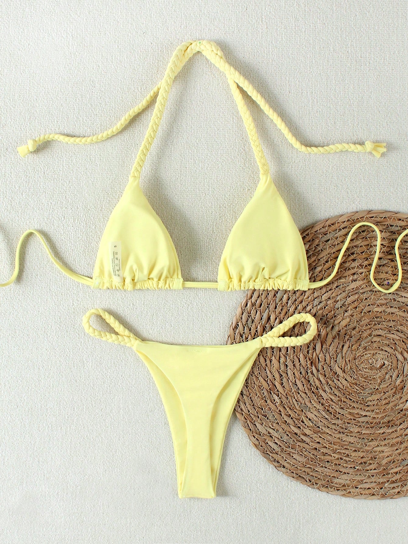 2026 Spring/Summer Black Woven Strap Women's Bikini Set, Sexy