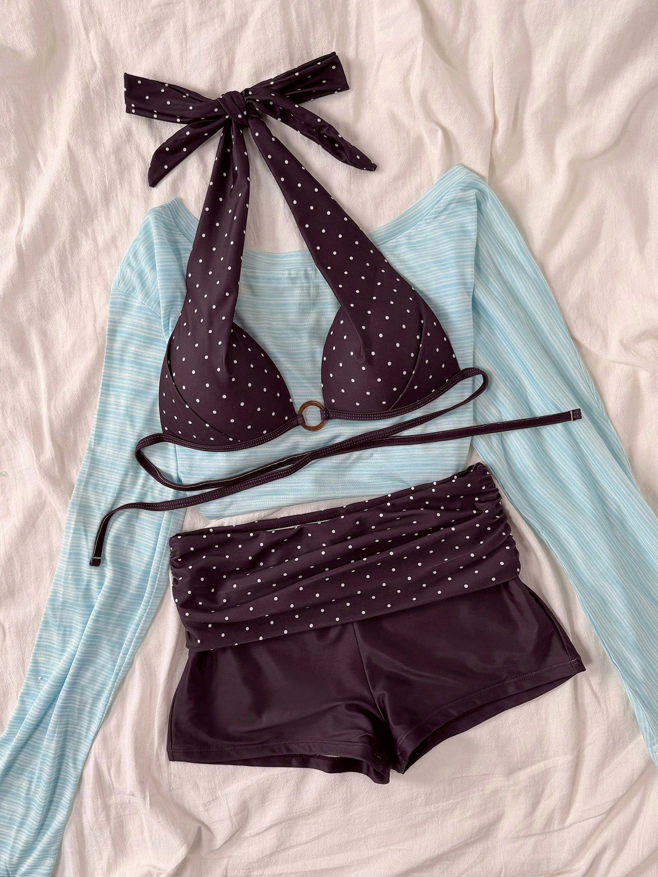 Women's Bikini Swimwear, Elegant Sexy Polka Dot Print Push-Up Tank