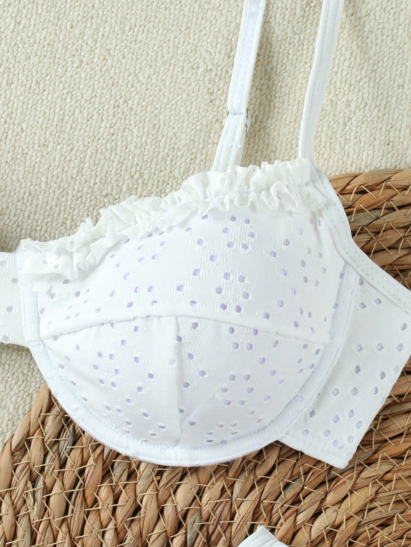 2026 Summer & Spring French Style White Ruffle Bikini Swimsuit, Sexy