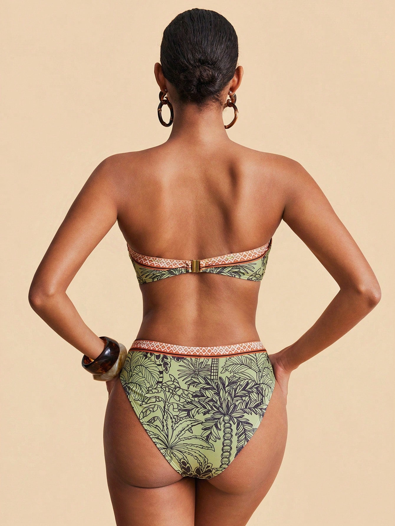 Travachic Women Floral Print Bandeau Bikini Set,Summer Outfits For