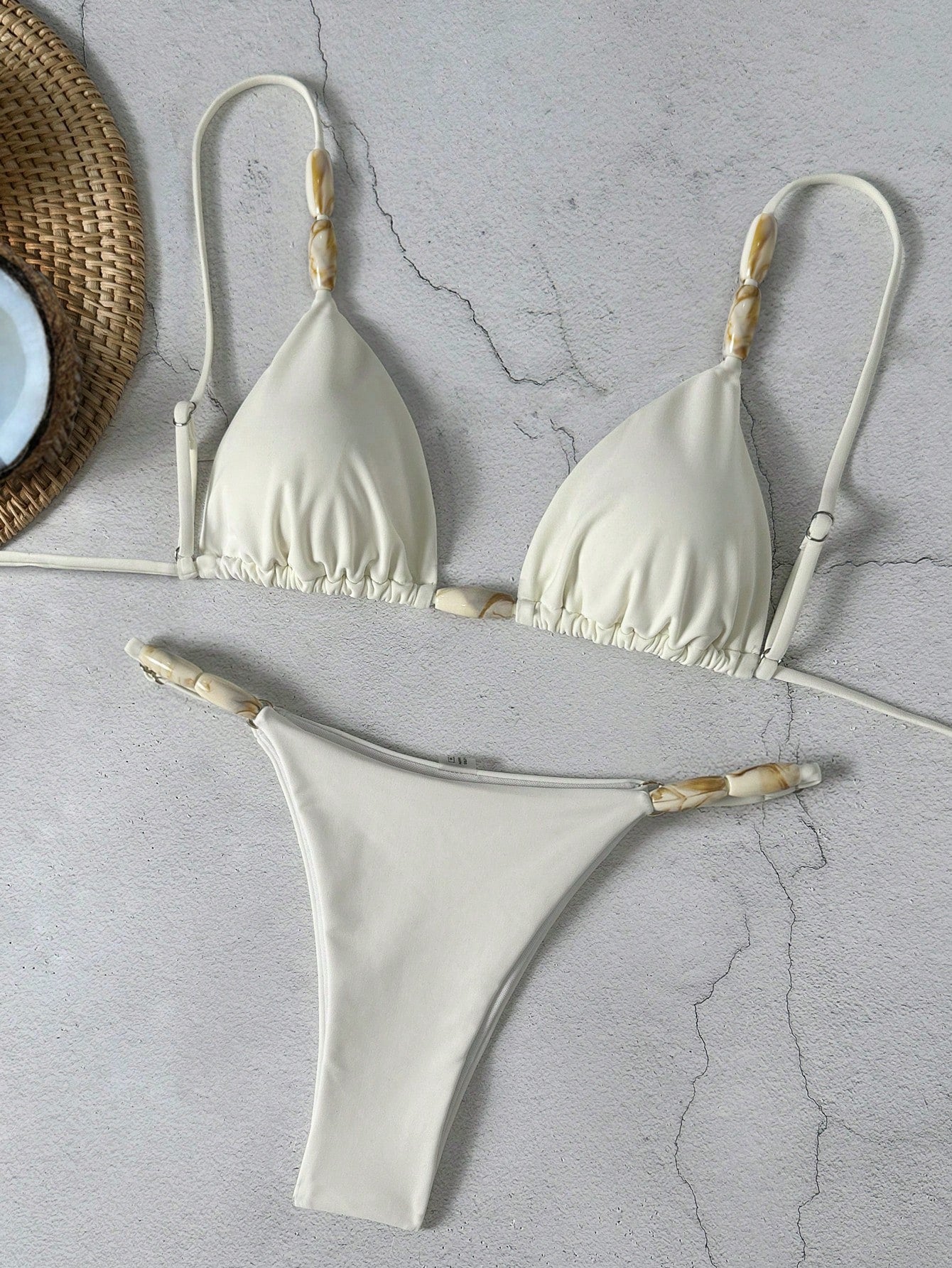 Bikinx Elegant Women's Spaghetti Strap Bikini Set With Beaded Details