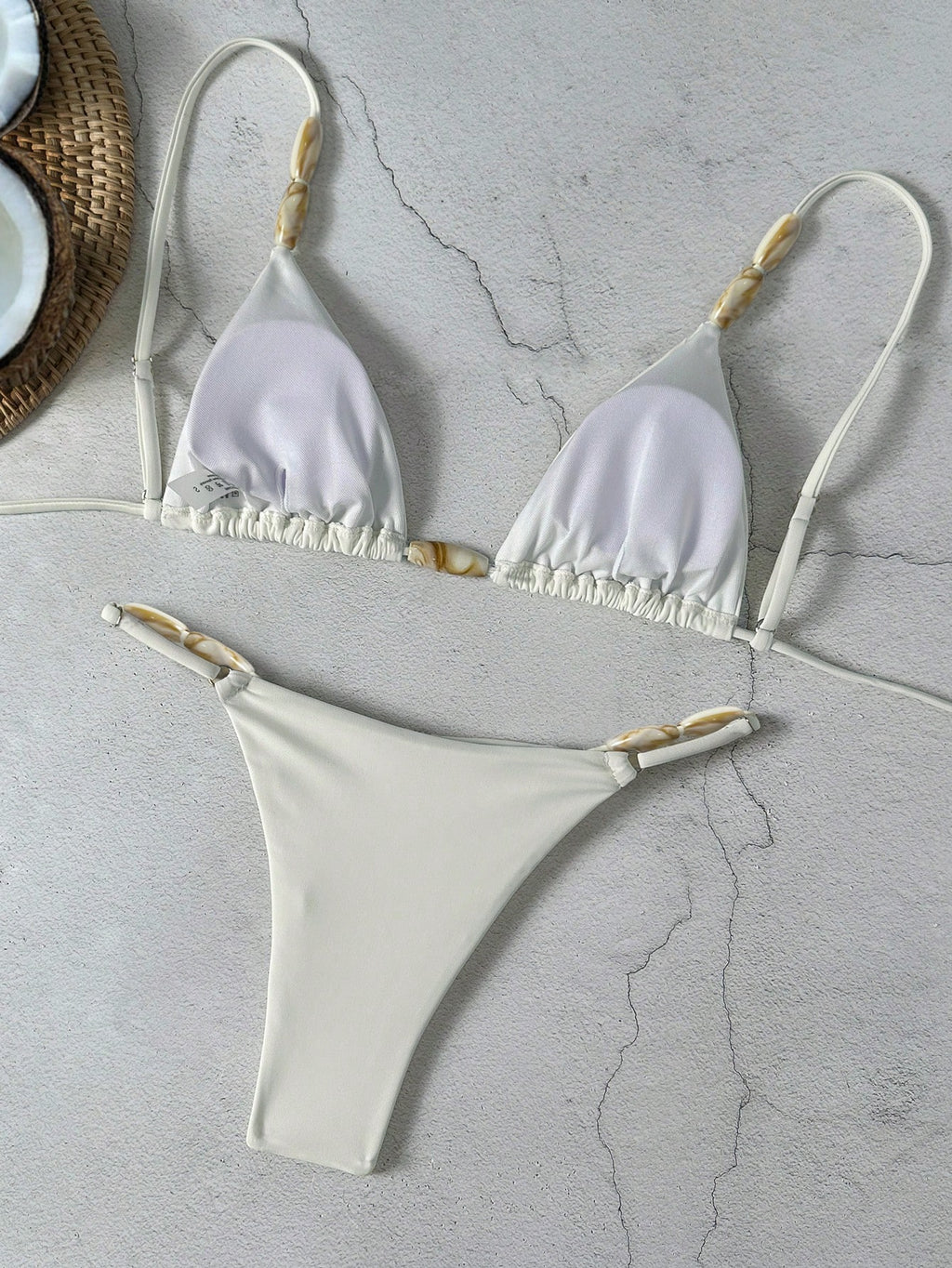 Bikinx Elegant Women's Spaghetti Strap Bikini Set With Beaded Details