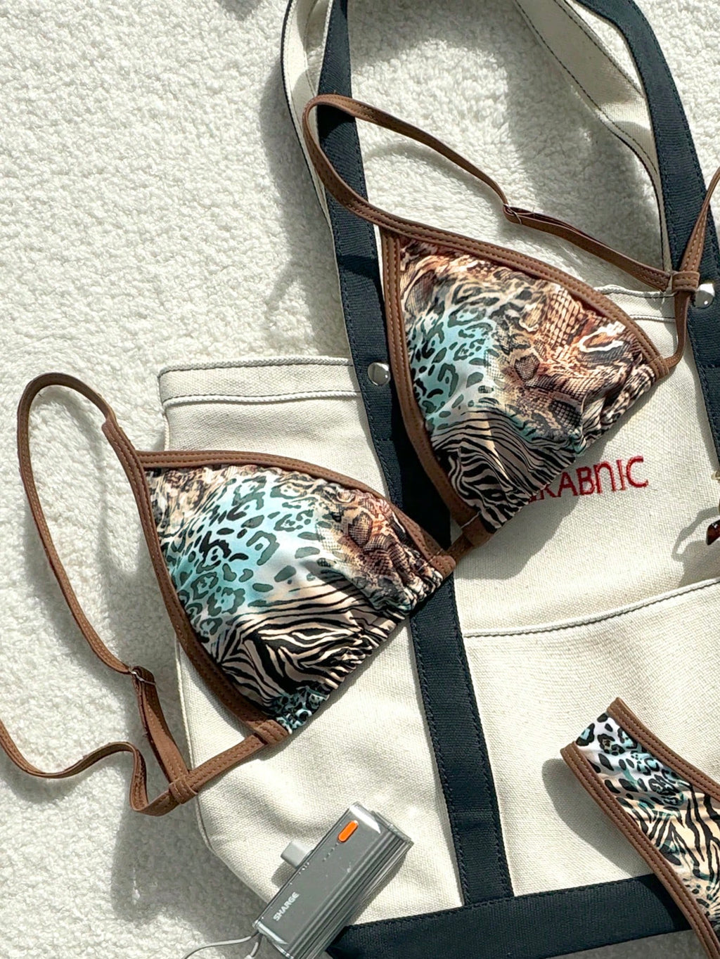Swim Vcay 2 Pieces Swimwear: Random Print Halter Top With Spaghetti Straps And S