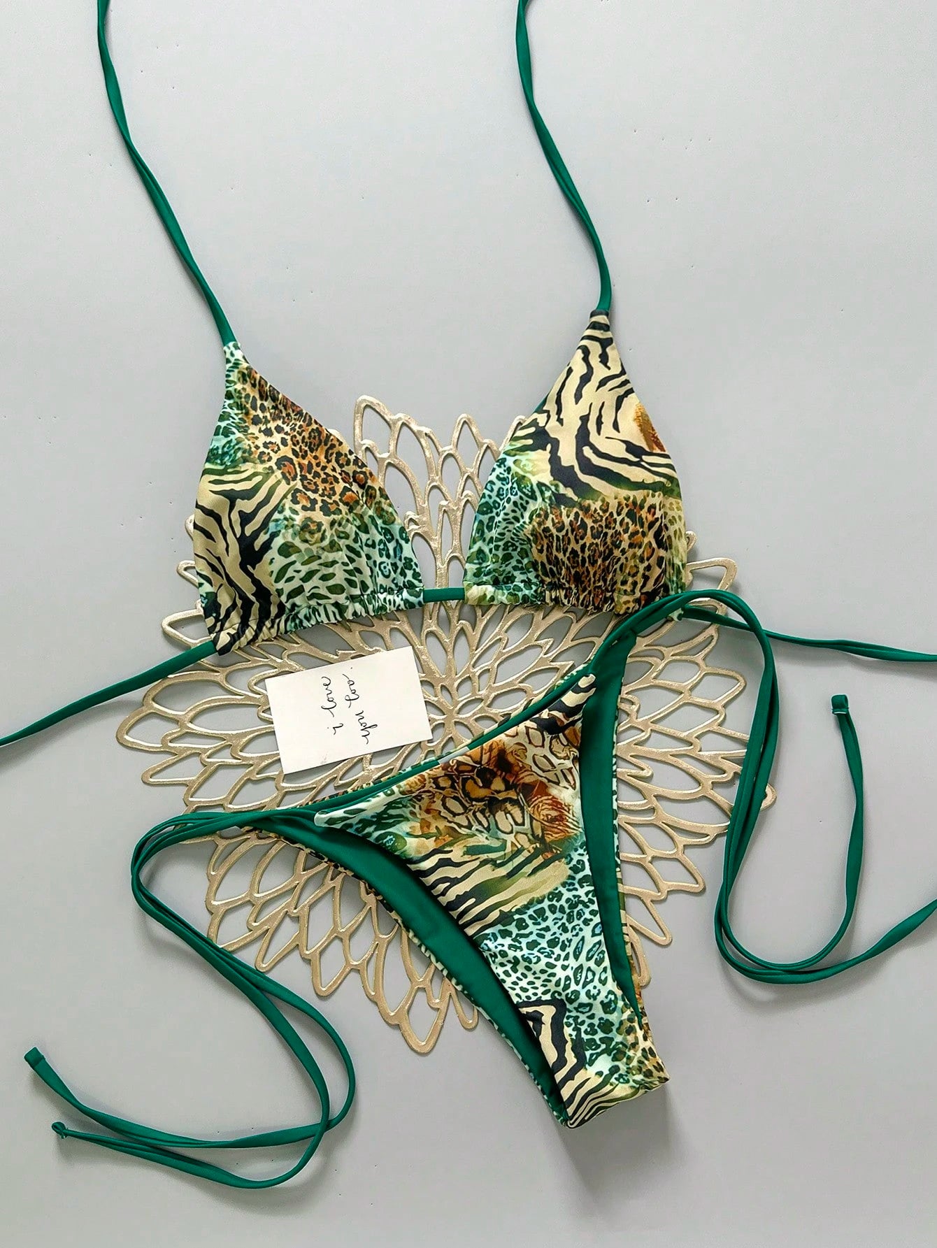 Sexy Vintage Leopard Print Pattern Bikini Two Pieces Swimwear For