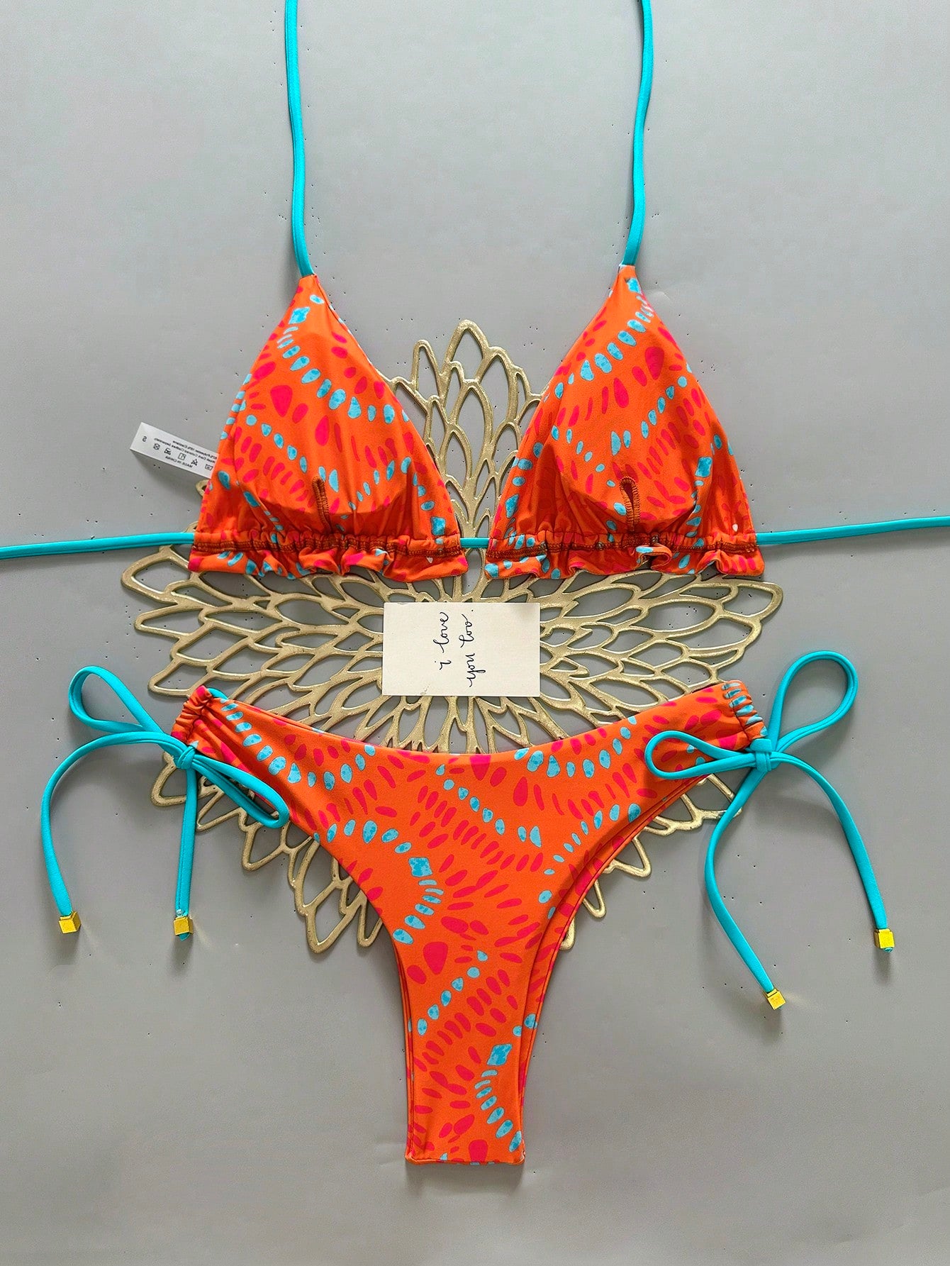 2pcs Solid Color Casual Cute Elegant Sexy Tie-Up Pearl Ball Polka Dot Bohemian Bikini Swimwear, Beach - image 4