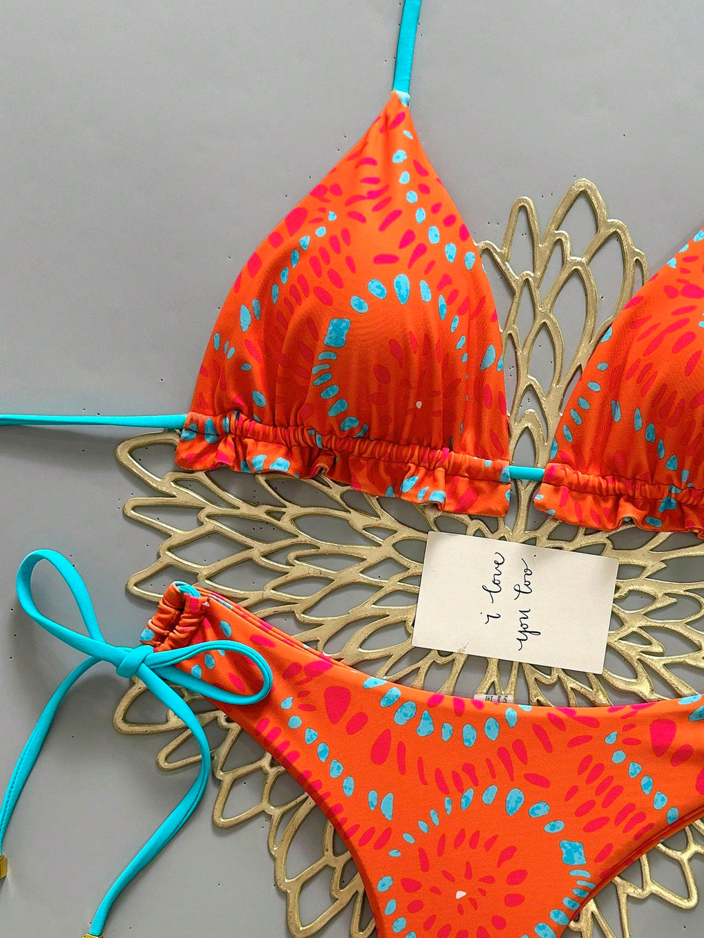 2pcs Solid Color Casual Cute Elegant Sexy Tie-Up Pearl Ball Polka Dot Bohemian Bikini Swimwear, Beach - image 5