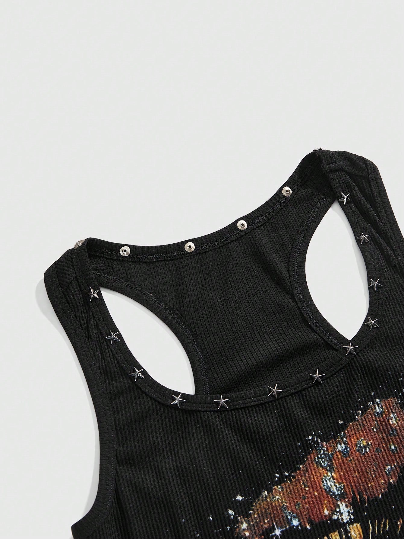 Grunge Punk Women's Retro Baddie Unisex Streetwear Casual Galaxy Star Rivet Print Bodycon Mini Dress - image 7