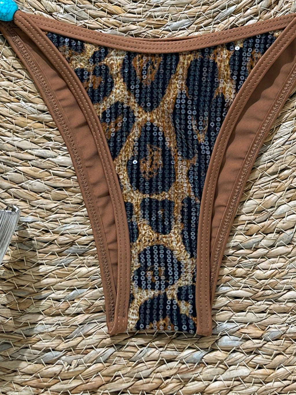 Swim Vcay Swim -D 2pcs/Set Brown Sequin Animal Leopard Snake Print