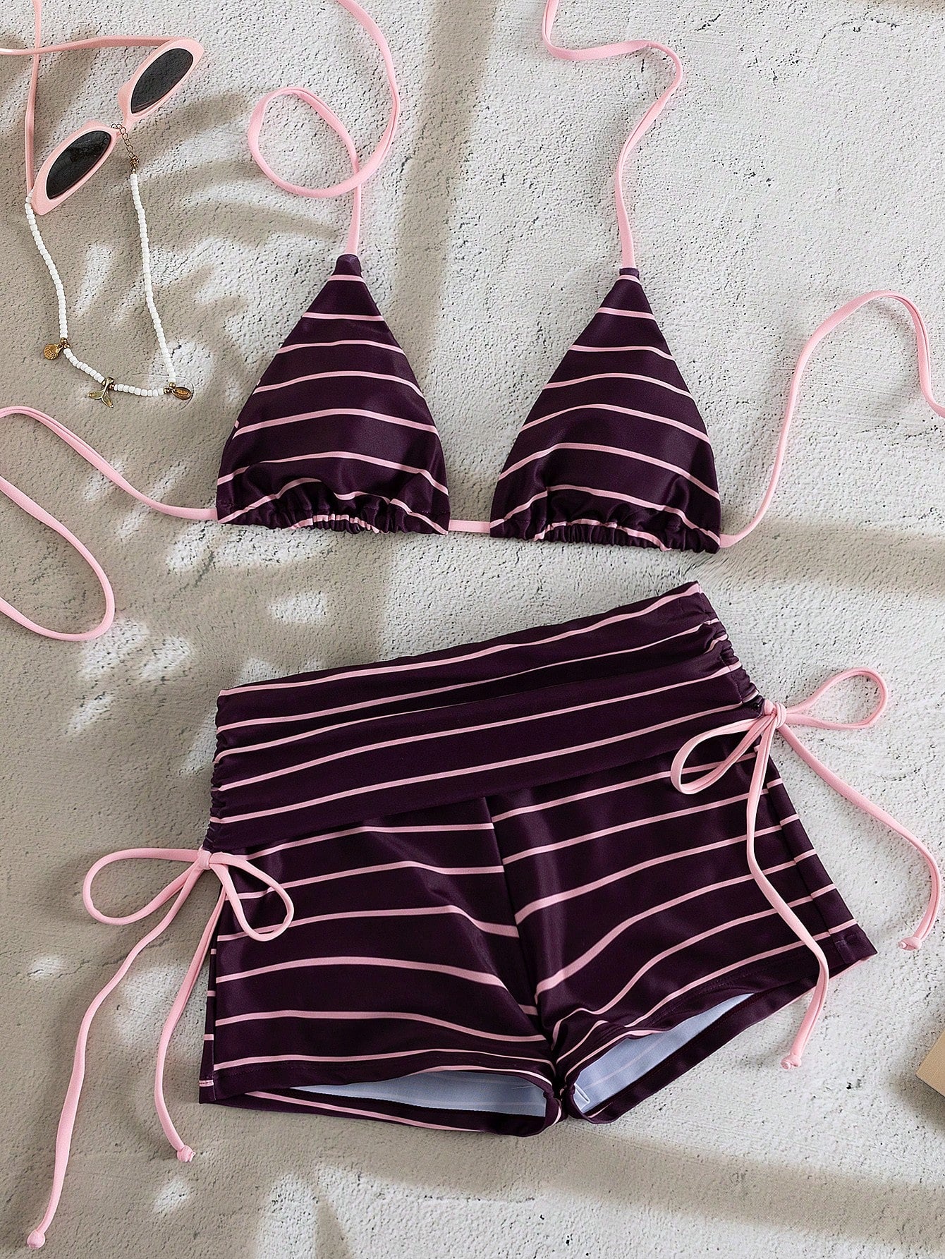Swim Mod Women's Brown And Blue Polka Dot 2-Piece Bikini Swimwear