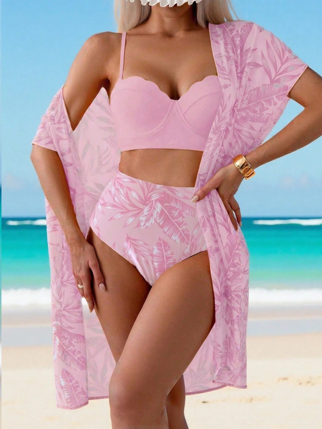 Swim Lushoire Plant Printed Tankini Swimwear For Summer Beach Vacation