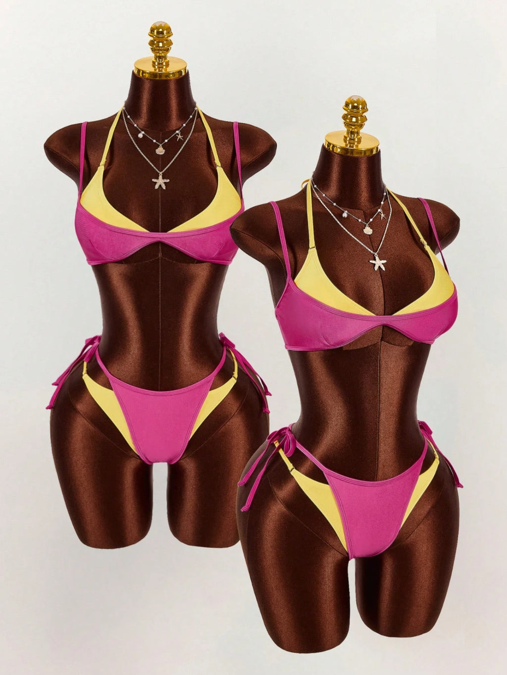 Amplova Women's 2 In 1 Black Contrast Color Set, Sexy Avant-Garde