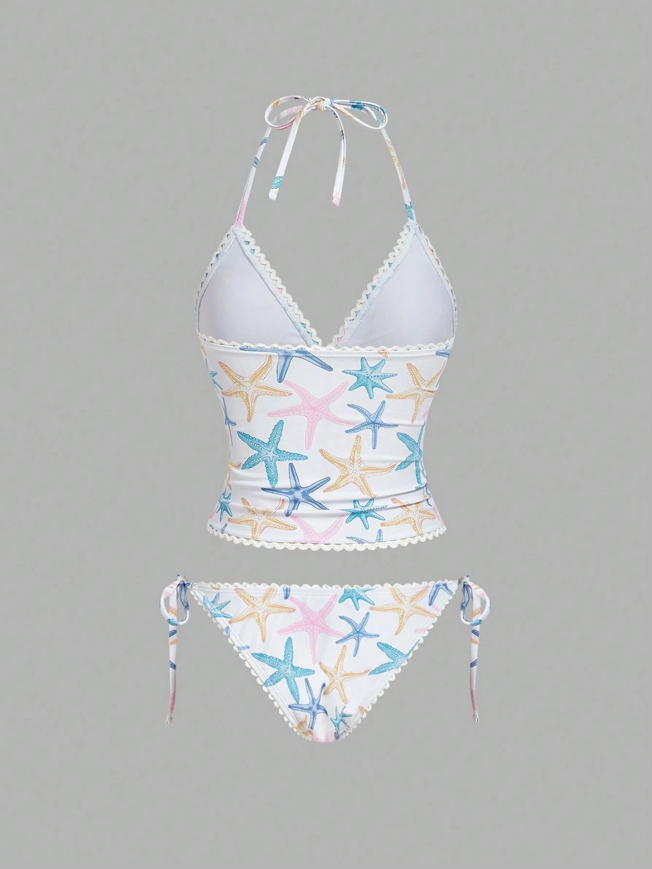 MOD Women's Summer Beach Floral Print Halter Tankini Swimwear Set