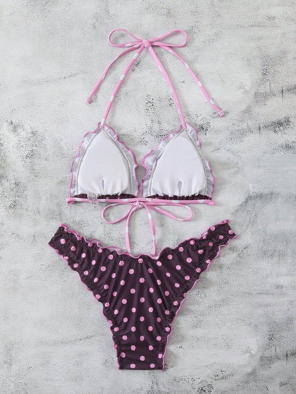 Swim Mod Women's Summer Polka Dot Print Camisole Tie Bow Bikini Two Pieces Swimw