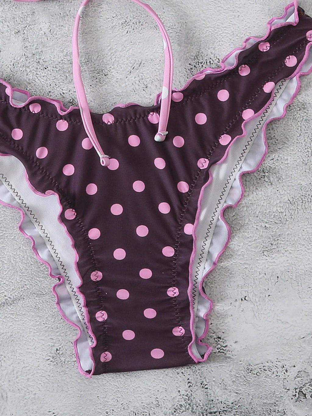 Swim Mod Women's Summer Polka Dot Print Camisole Tie Bow Bikini Two Pieces Swimw