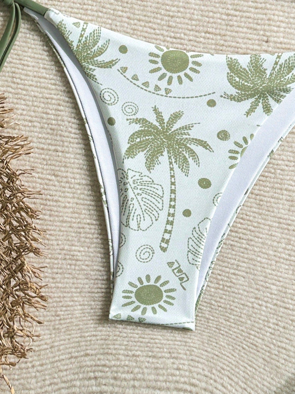 Swim Vcay Women's Summer Beach Palm Tree Print Halter Tie Sexy Bikini
