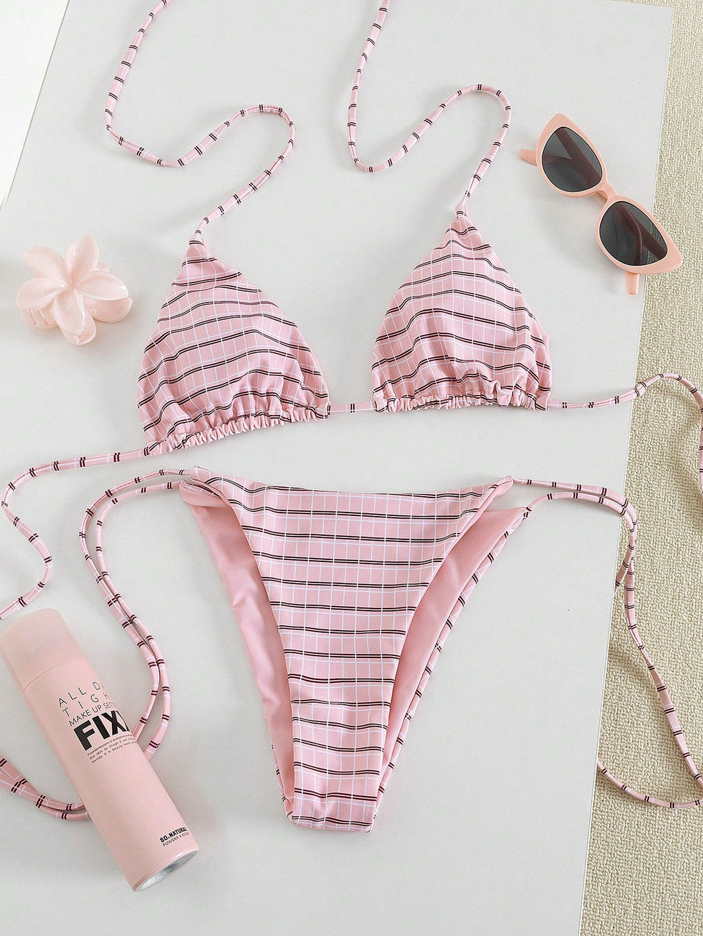 2026 Women's Random Print Spaghetti Strap Sexy Bikini Swimwear Set,