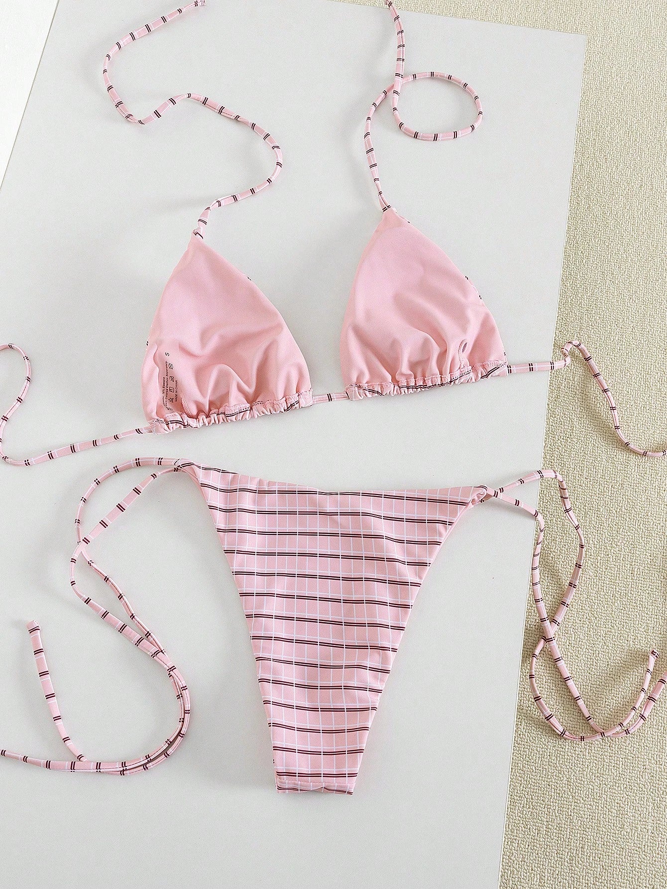 2026 Women's Random Print Spaghetti Strap Sexy Bikini Swimwear Set,