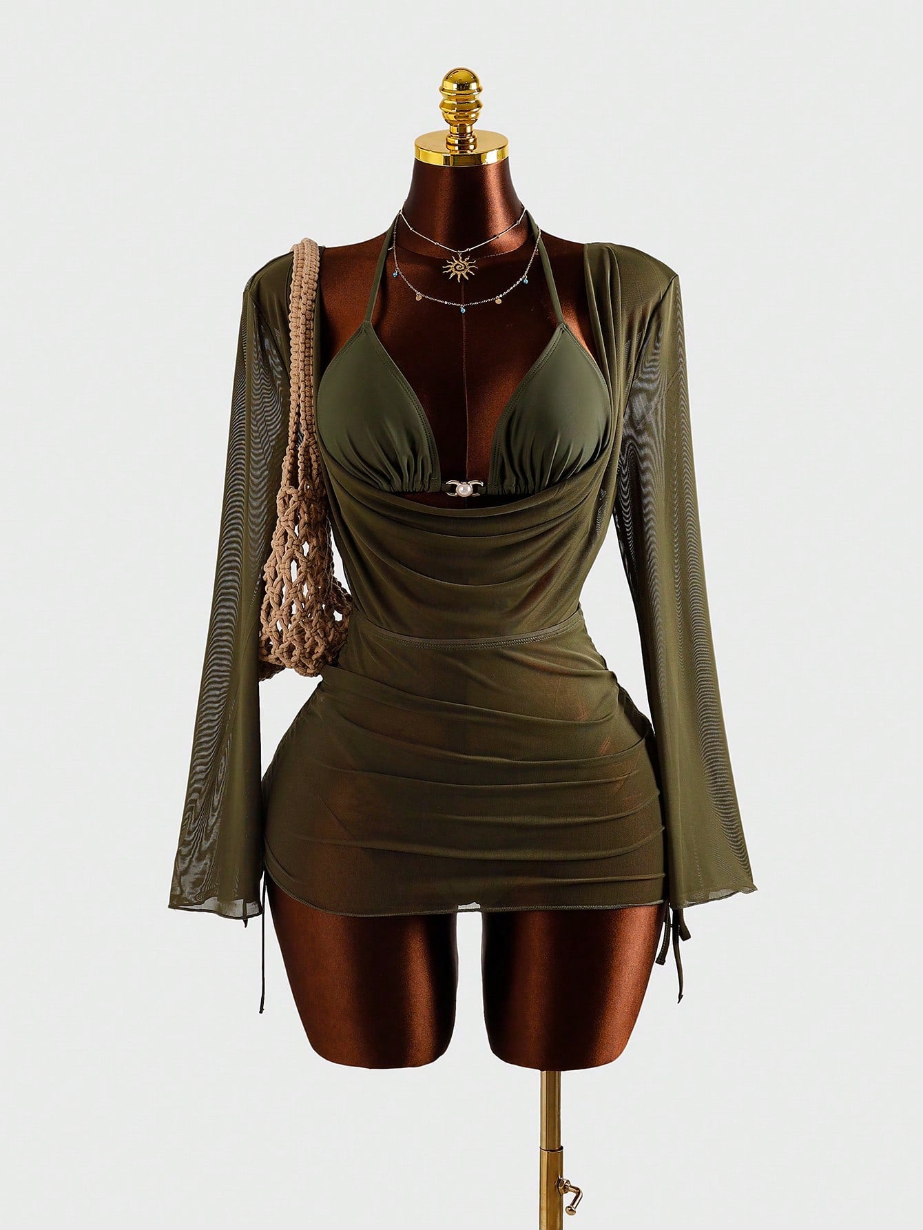 Bonvoyette Solid Color Bikini Swimwear