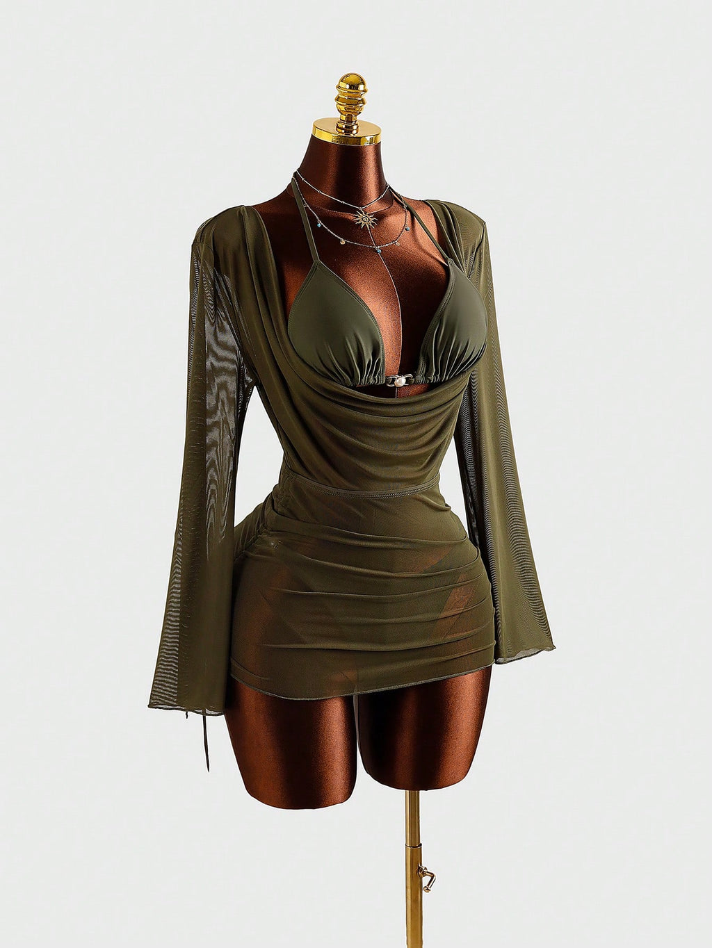 Bonvoyette Solid Color Bikini Swimwear