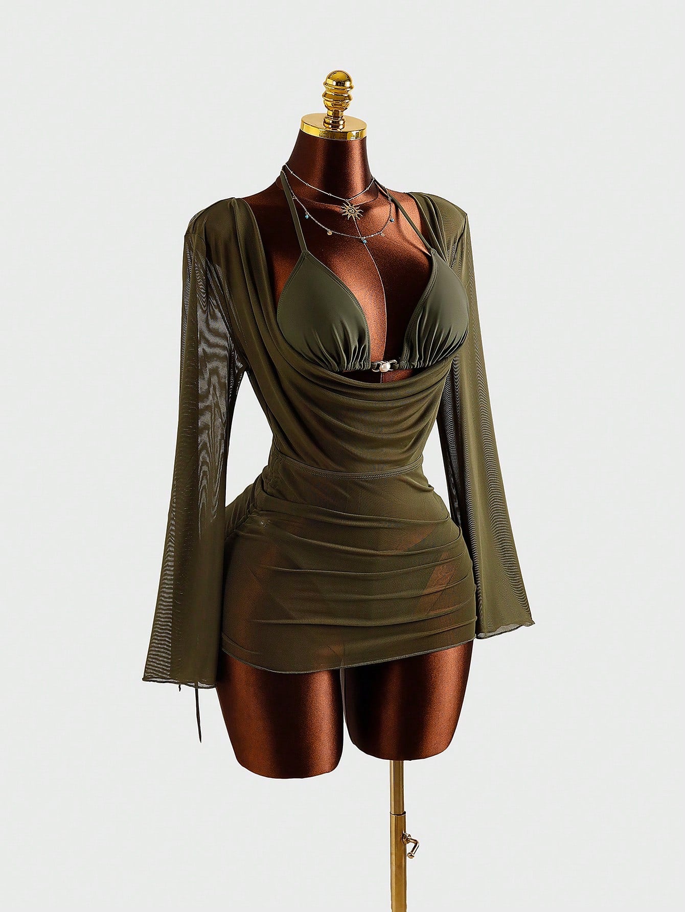 Bonvoyette Solid Color Bikini Swimwear