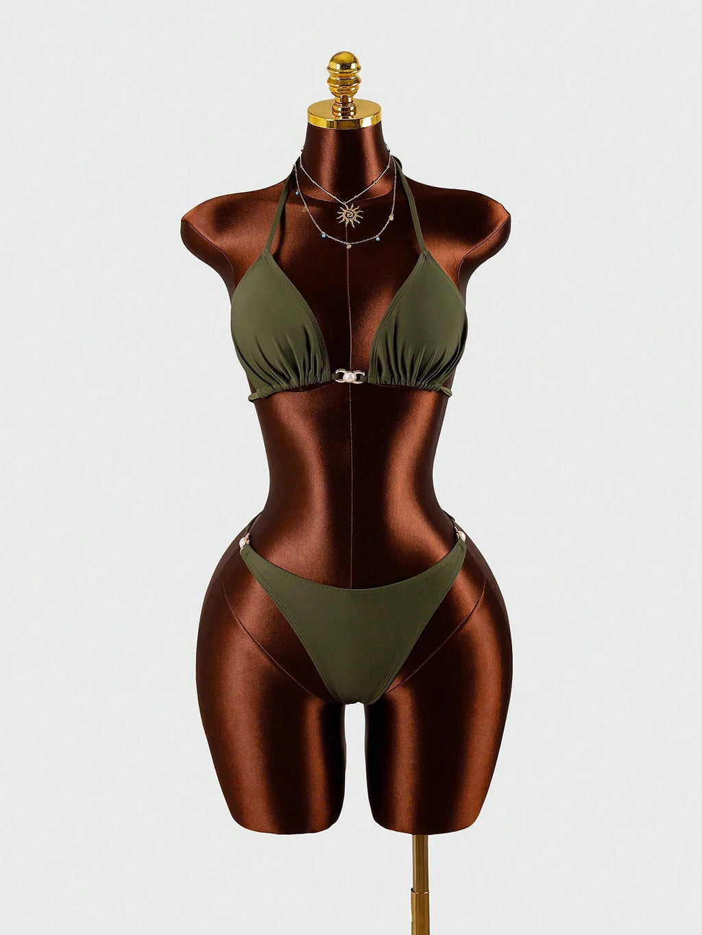 Bonvoyette Solid Color Bikini Swimwear