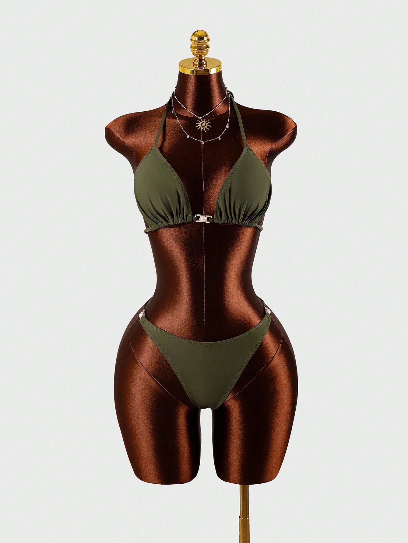 Bonvoyette Solid Color Bikini Swimwear