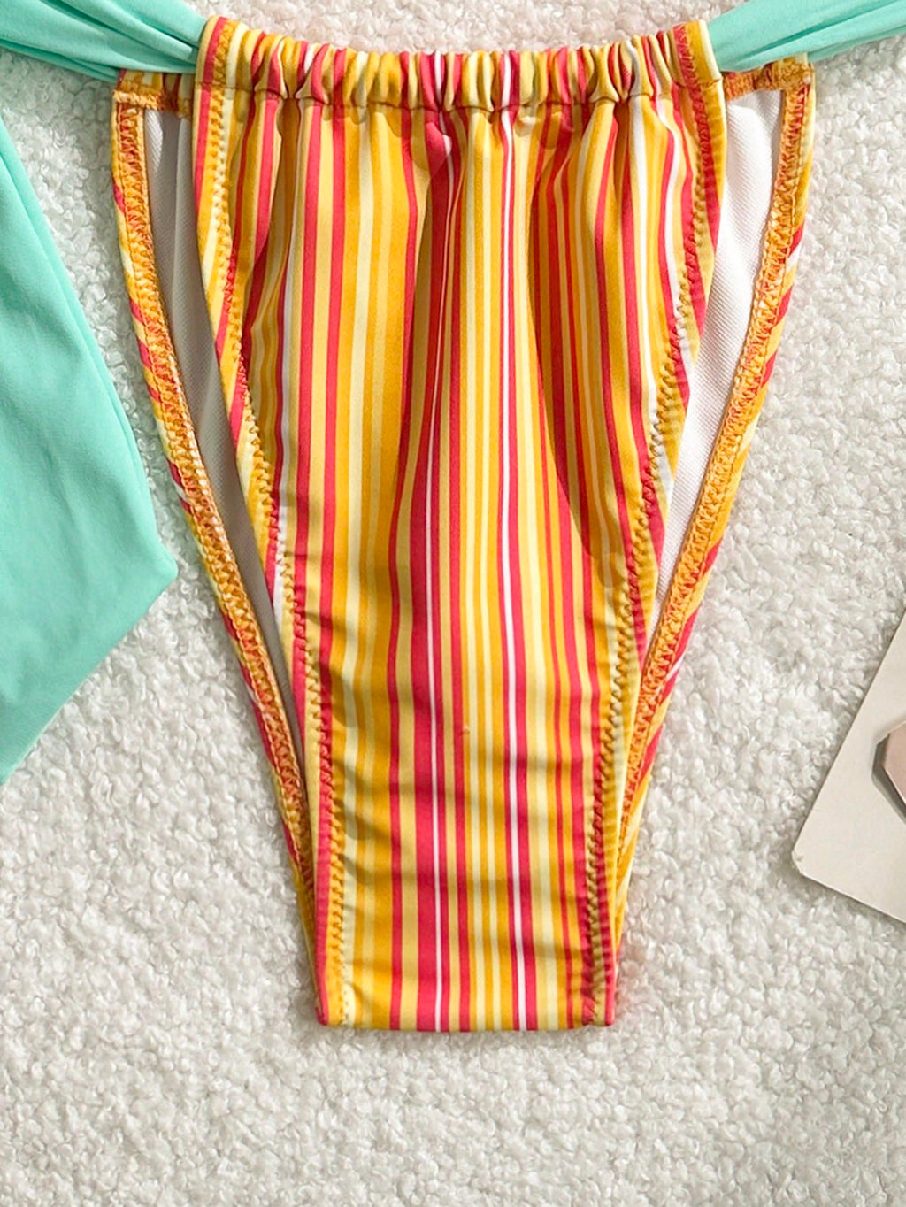 2pcs Bohemian Striped Casual Cute Elegant Sexy Ruffled/Ruffle Trim
