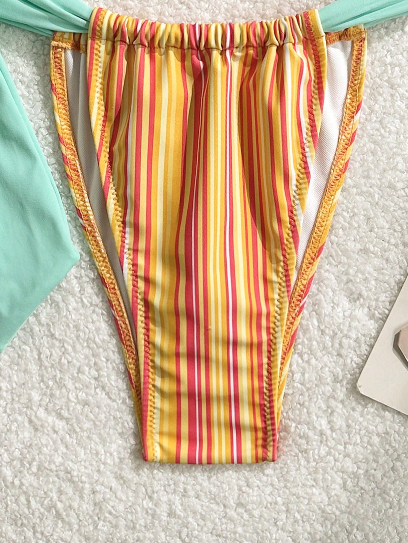 2pcs Bohemian Striped Casual Cute Elegant Sexy Ruffled/Ruffle Trim