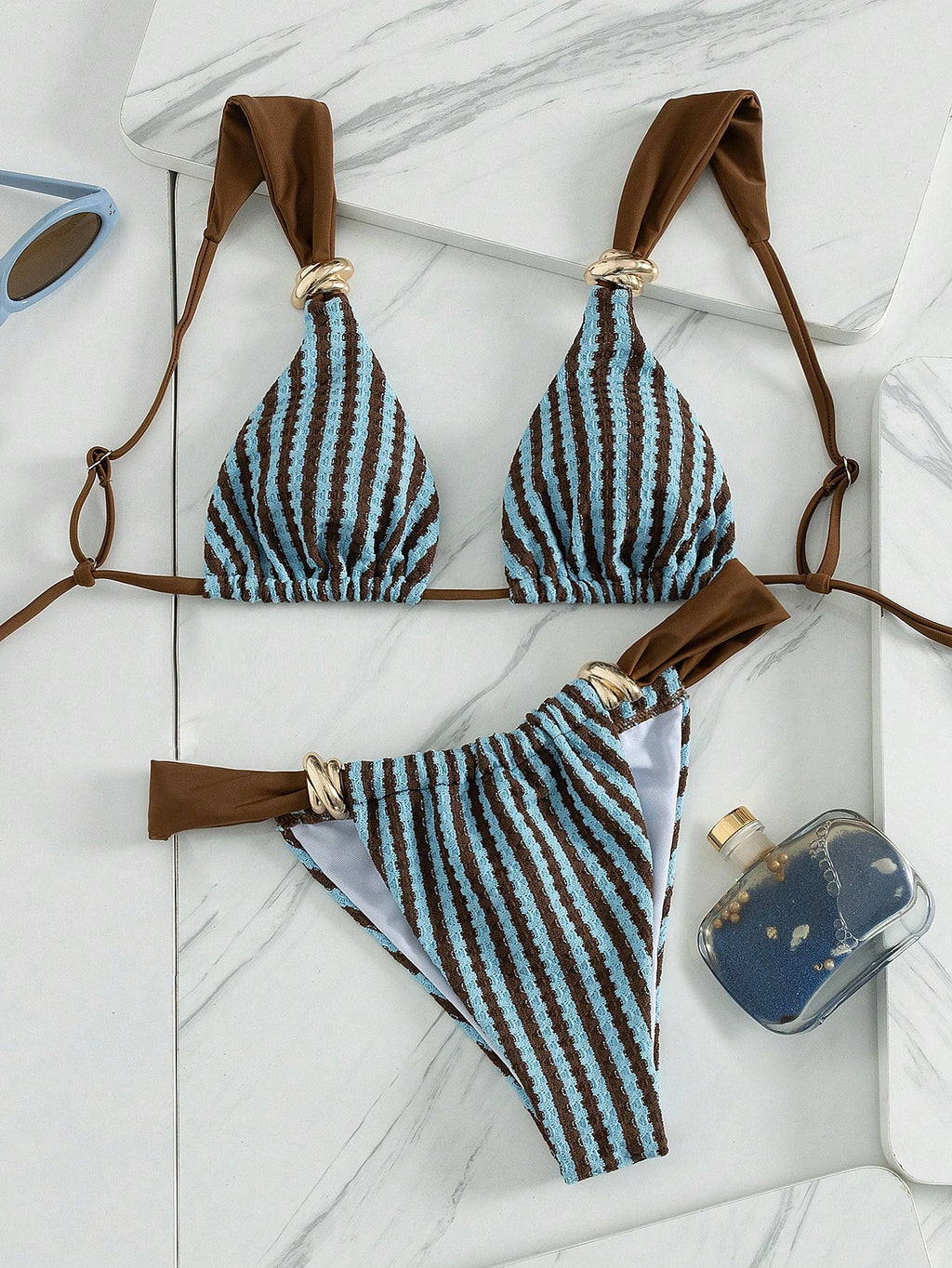 Swim Vcay Women's Spring/Summer Beach Striped Jacquard Fabric Color