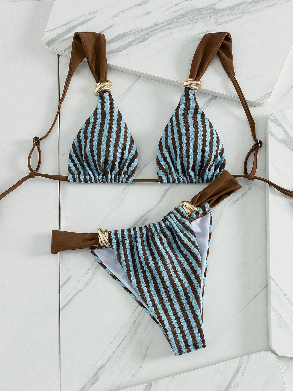 Swim Vcay Women's Spring/Summer Beach Striped Jacquard Fabric Color
