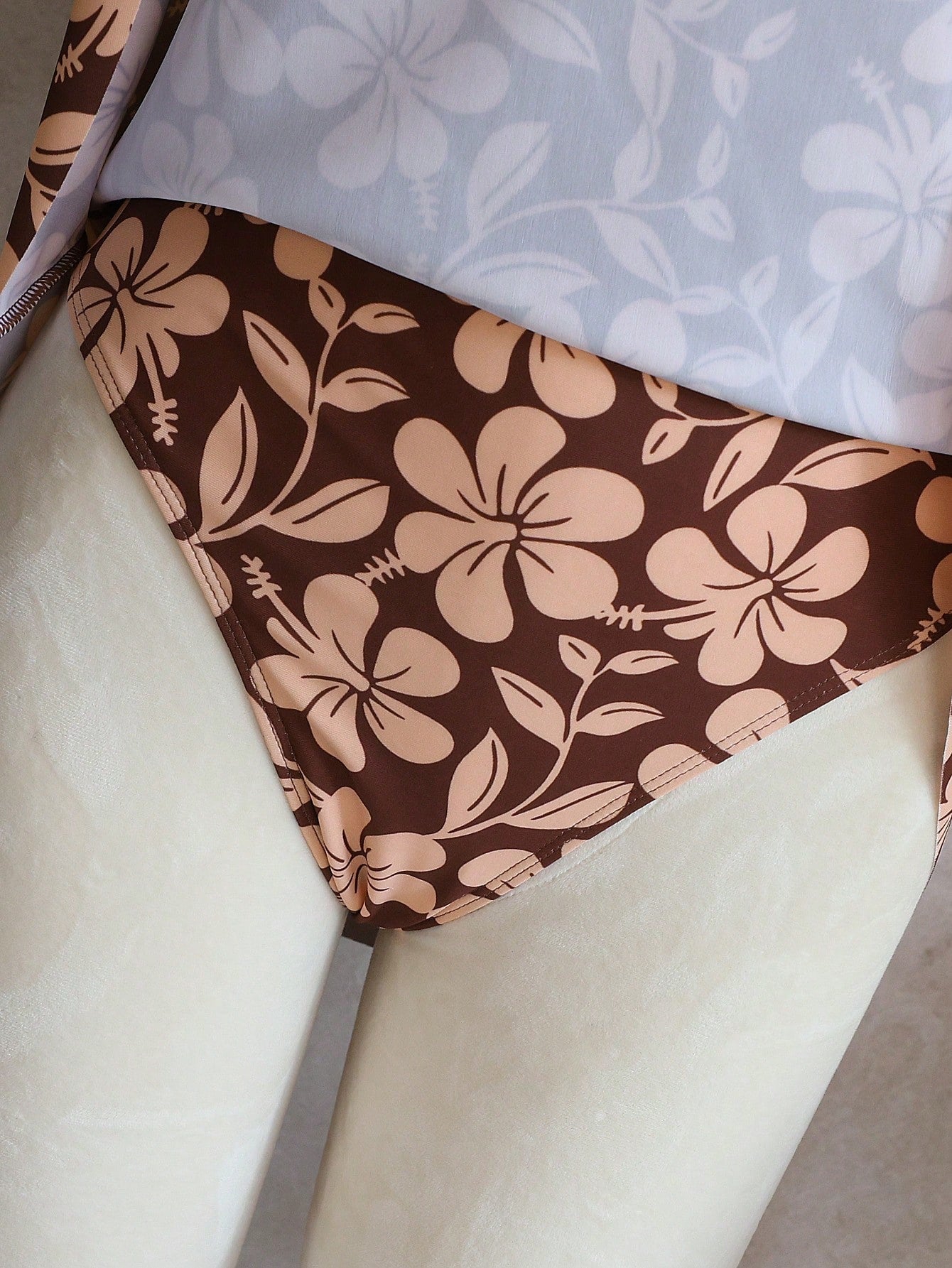 Swim Lushoire Women's Beach Music Festival Spring/Summer Floral Print Double Shoulder Strap Gathered Cinched - image 4
