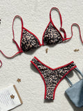 Swim Vcay 2 Pieces Swimwear: Random Print Halter Top With Spaghetti Straps And S