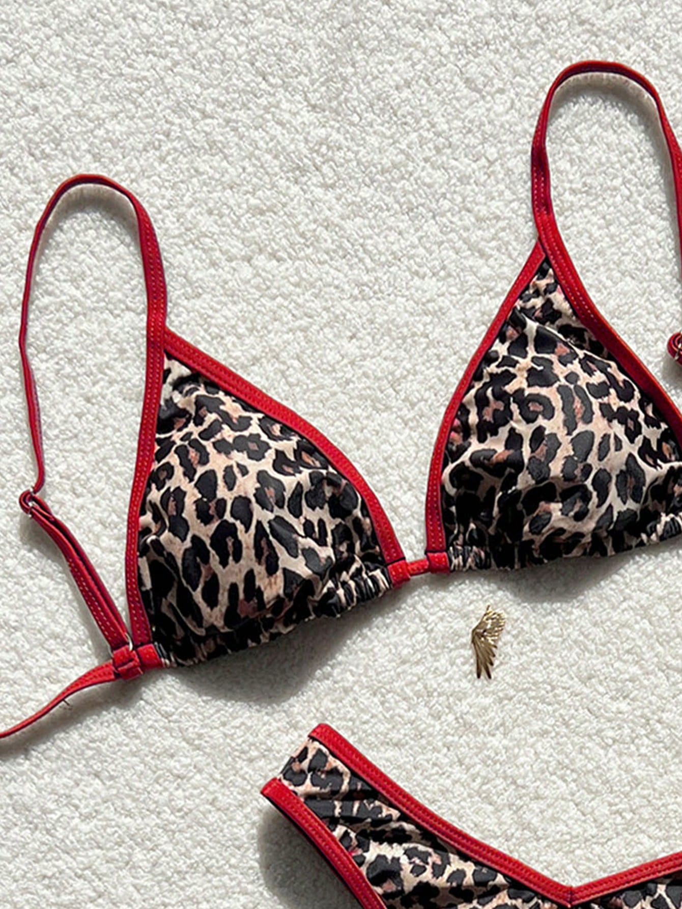 Swim Vcay 2 Pieces Swimwear: Random Print Halter Top With Spaghetti Straps And S