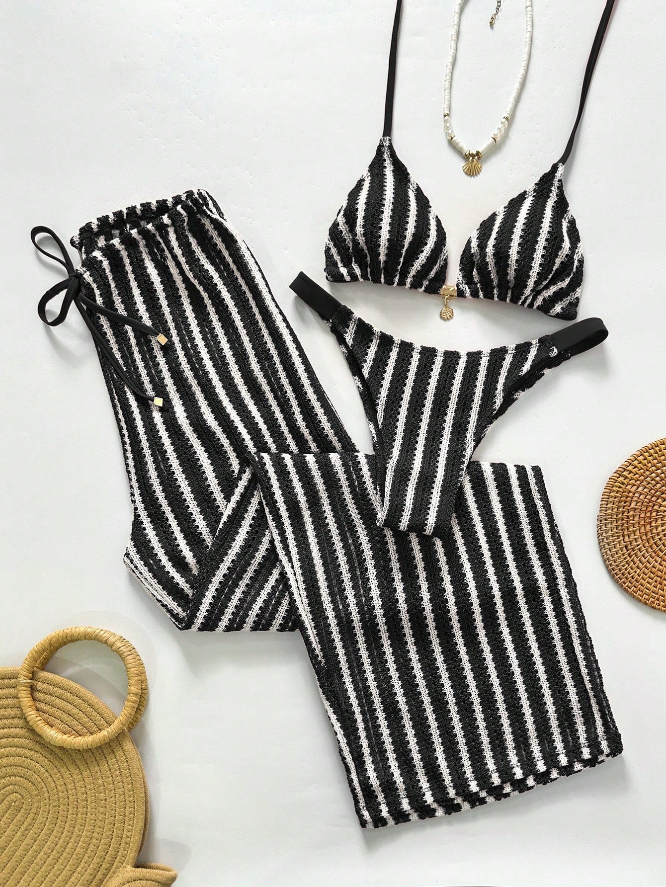Swim Chicsea 26SS Spring/Summer Vacation Beach BOHO Braided Brown-Red