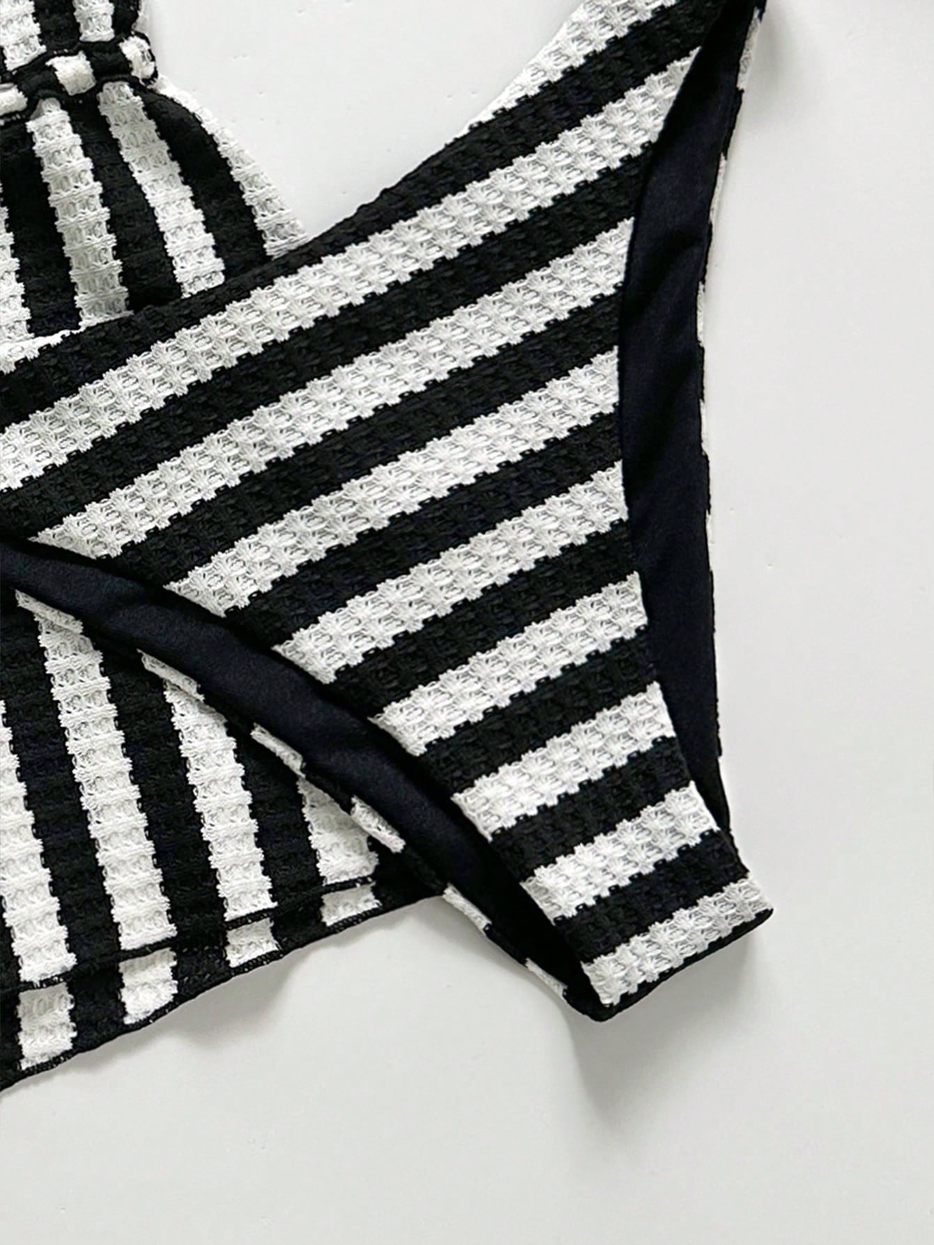 Swim Chiccia Women's Black And White Striped 3 Pieces Beach Set, Halter Tie Bikini Swimwear With - image 5
